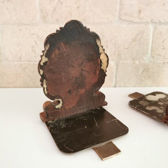 Clam Shell Bookends Antifix Fleur de Lys Book Shelf Decor ALTERED Syroco? - Picture 4 of 10